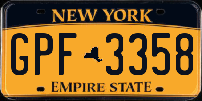 NY license plate GPF3358