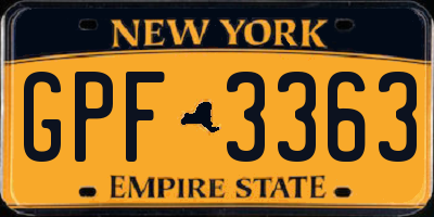 NY license plate GPF3363