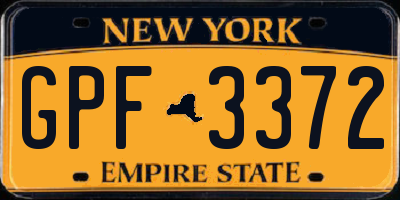 NY license plate GPF3372