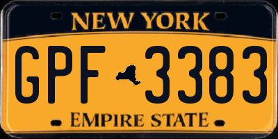 NY license plate GPF3383