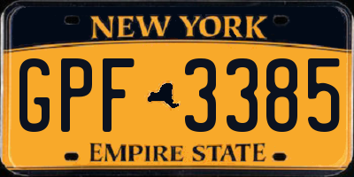 NY license plate GPF3385