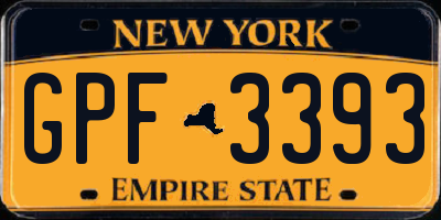 NY license plate GPF3393