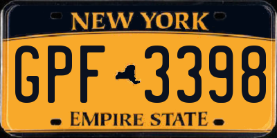 NY license plate GPF3398