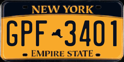 NY license plate GPF3401