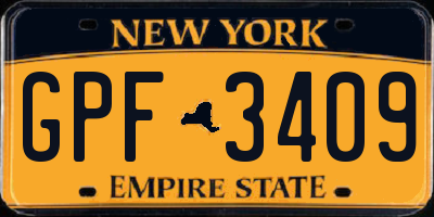 NY license plate GPF3409