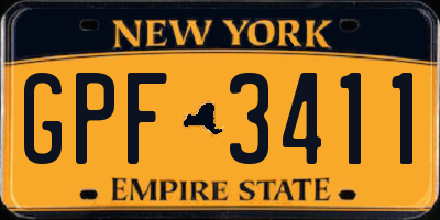 NY license plate GPF3411