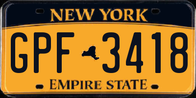 NY license plate GPF3418