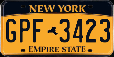 NY license plate GPF3423