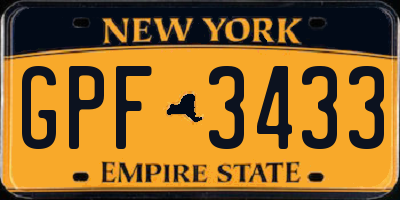 NY license plate GPF3433