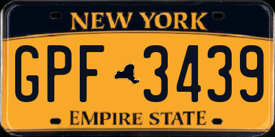 NY license plate GPF3439