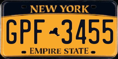 NY license plate GPF3455