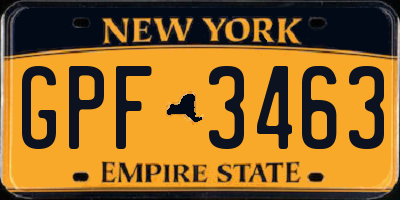 NY license plate GPF3463