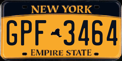 NY license plate GPF3464