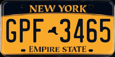 NY license plate GPF3465