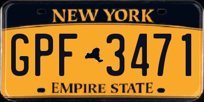 NY license plate GPF3471