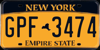 NY license plate GPF3474