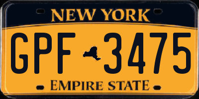 NY license plate GPF3475