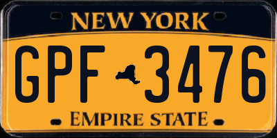 NY license plate GPF3476