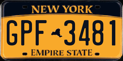 NY license plate GPF3481
