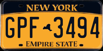 NY license plate GPF3494