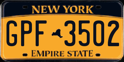 NY license plate GPF3502