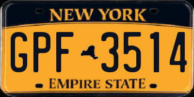 NY license plate GPF3514