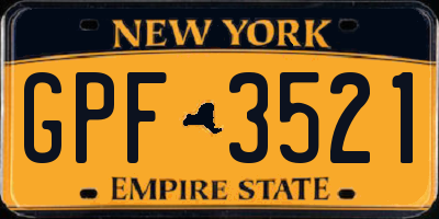 NY license plate GPF3521