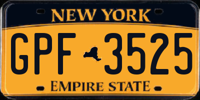 NY license plate GPF3525