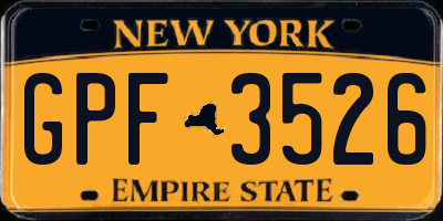 NY license plate GPF3526