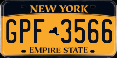 NY license plate GPF3566