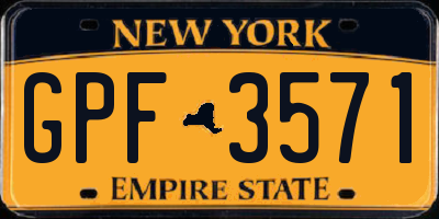 NY license plate GPF3571