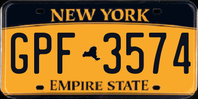 NY license plate GPF3574