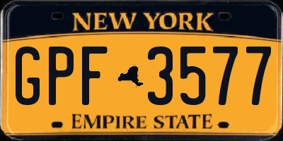 NY license plate GPF3577