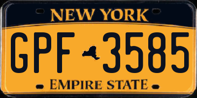 NY license plate GPF3585