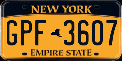 NY license plate GPF3607