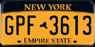 NY license plate GPF3613
