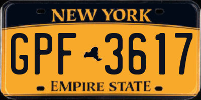NY license plate GPF3617