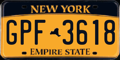 NY license plate GPF3618