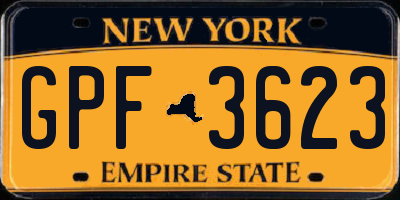 NY license plate GPF3623