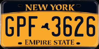 NY license plate GPF3626