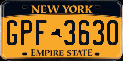 NY license plate GPF3630