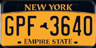 NY license plate GPF3640