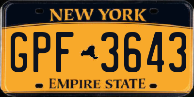 NY license plate GPF3643