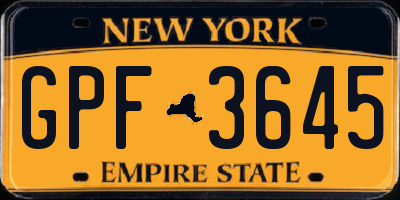 NY license plate GPF3645