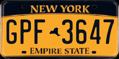NY license plate GPF3647
