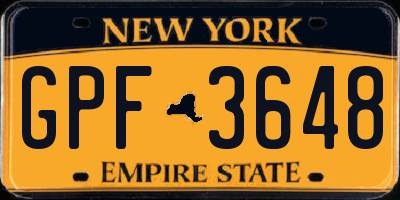 NY license plate GPF3648