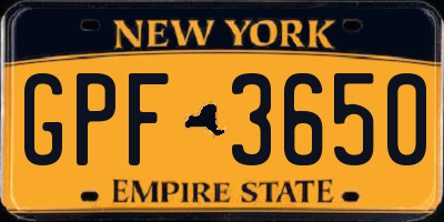 NY license plate GPF3650