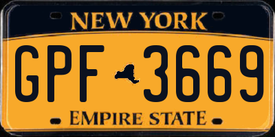 NY license plate GPF3669