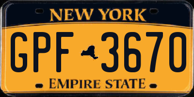 NY license plate GPF3670