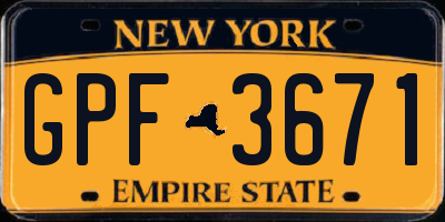 NY license plate GPF3671